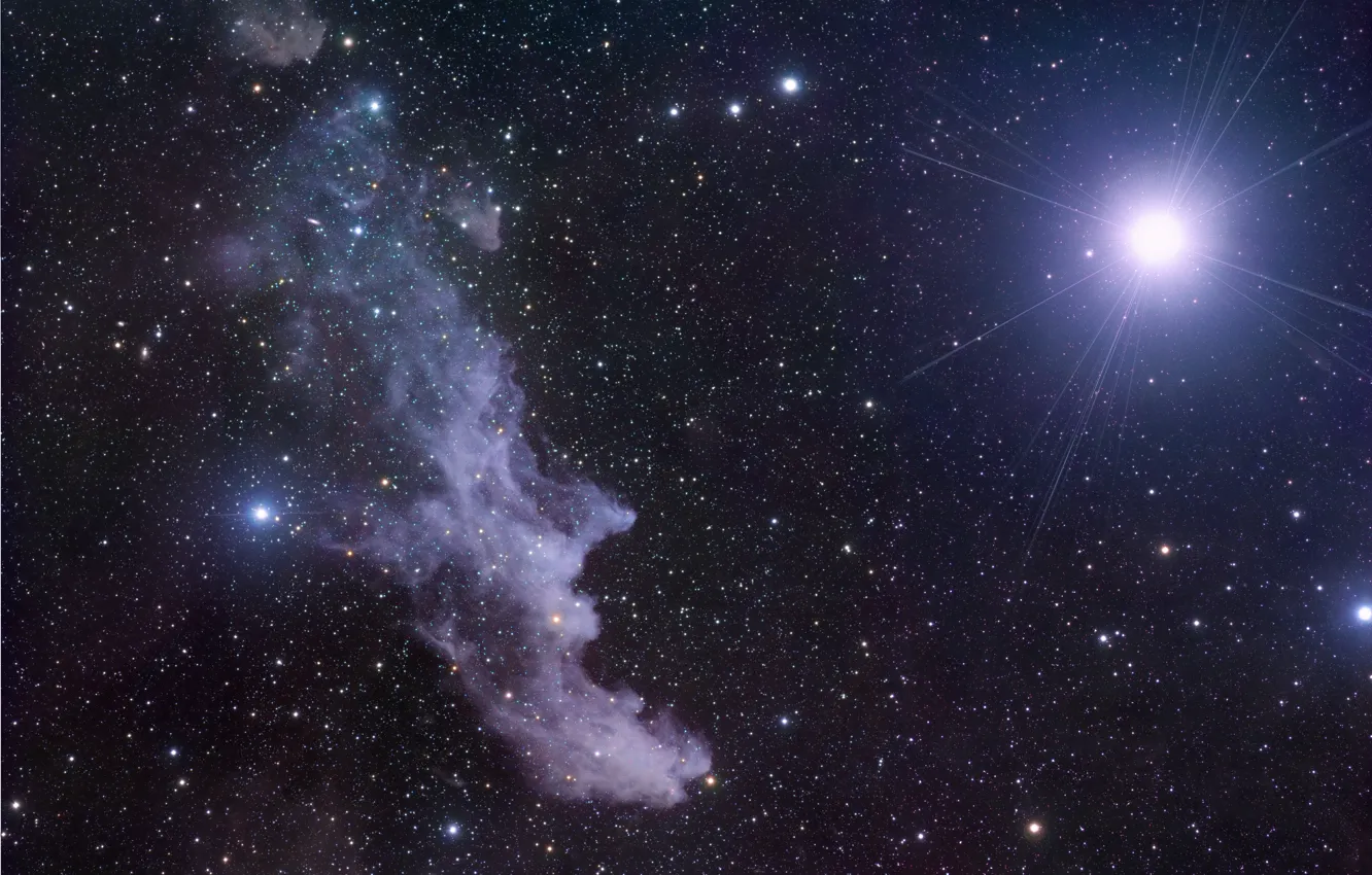 Photo wallpaper space, star, Orion, Rigel, The Witch Head, reflection nebula