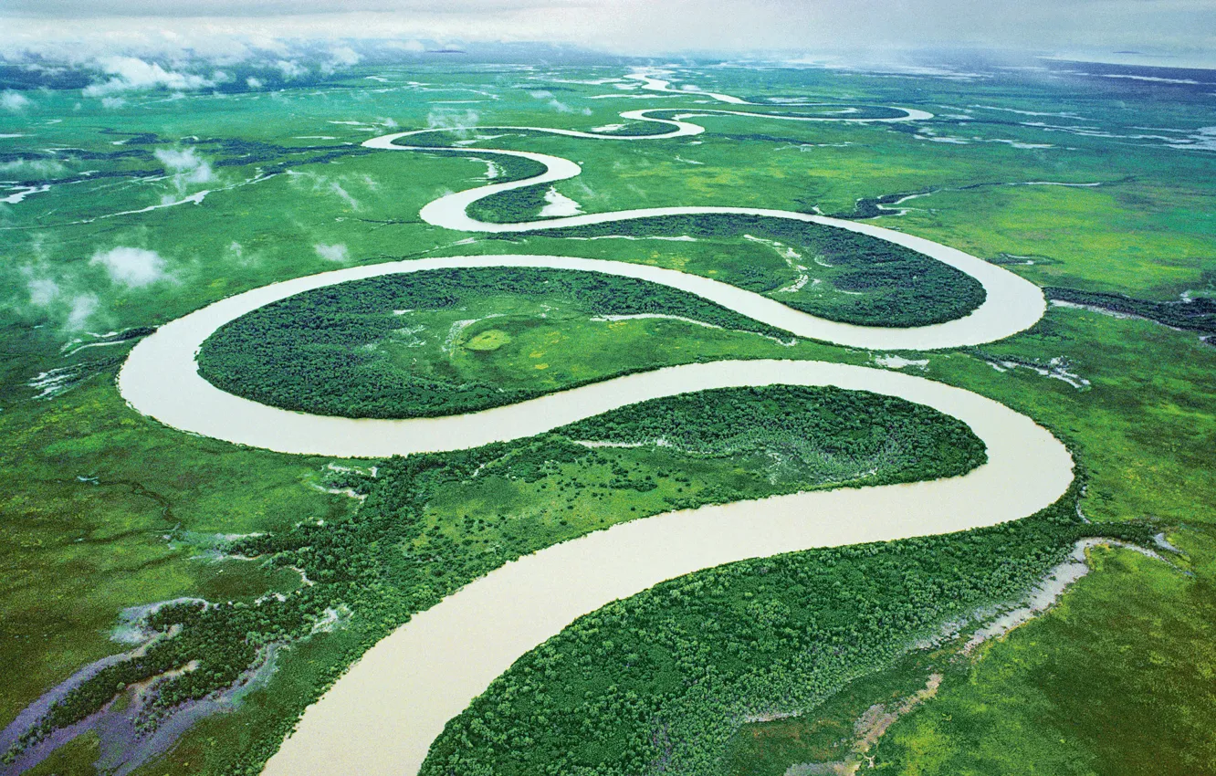 Photo wallpaper green, Curvy, river, Aerial Photography