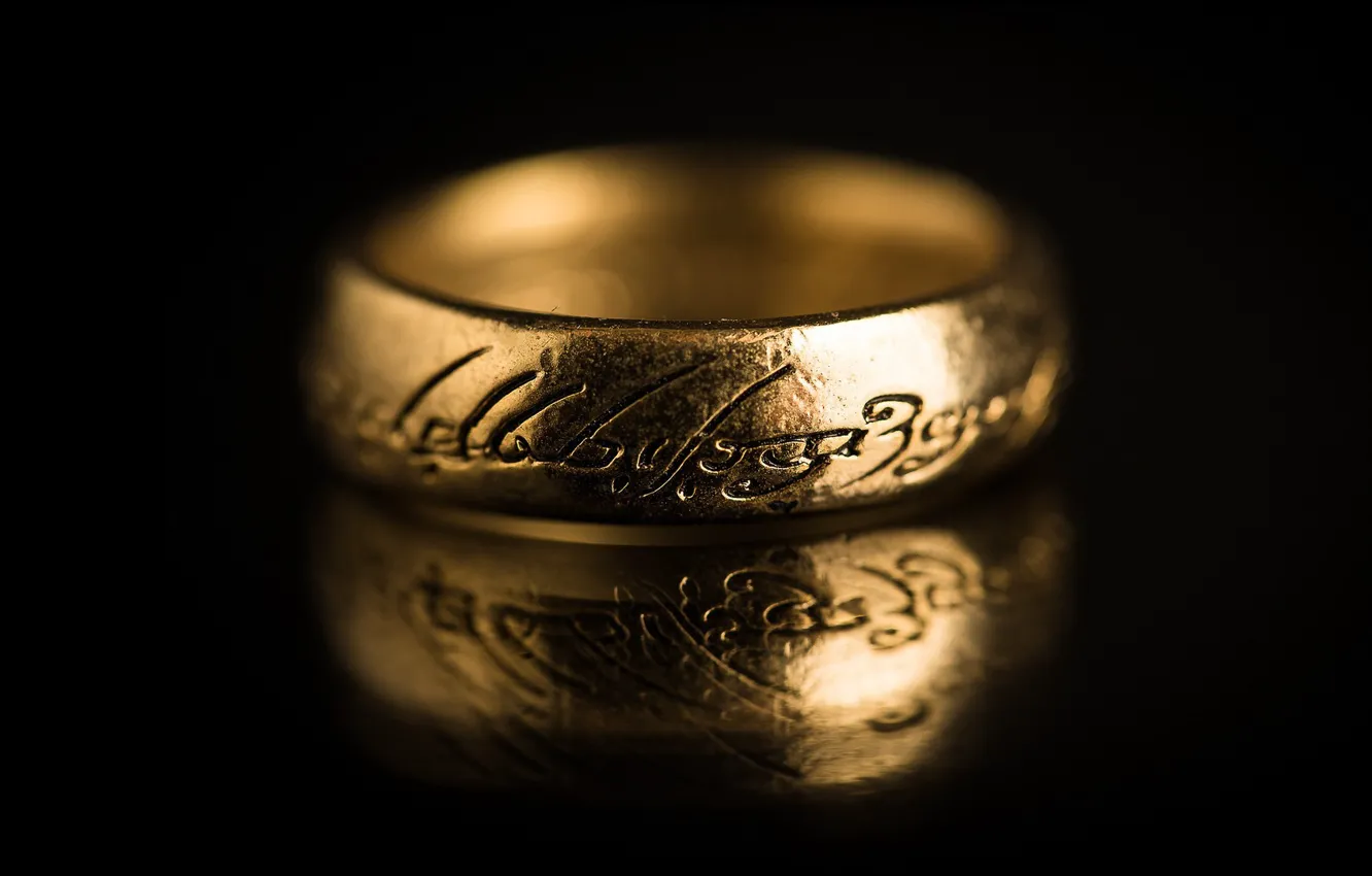 Photo wallpaper the dark background, the inscription, the Lord of the rings, ring, gold