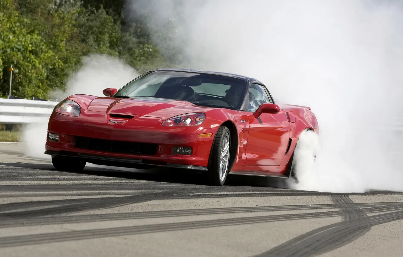 Photo wallpaper smoke, Corvette, Chevrolet, cars, ZR1, Chevrolet, start, cars