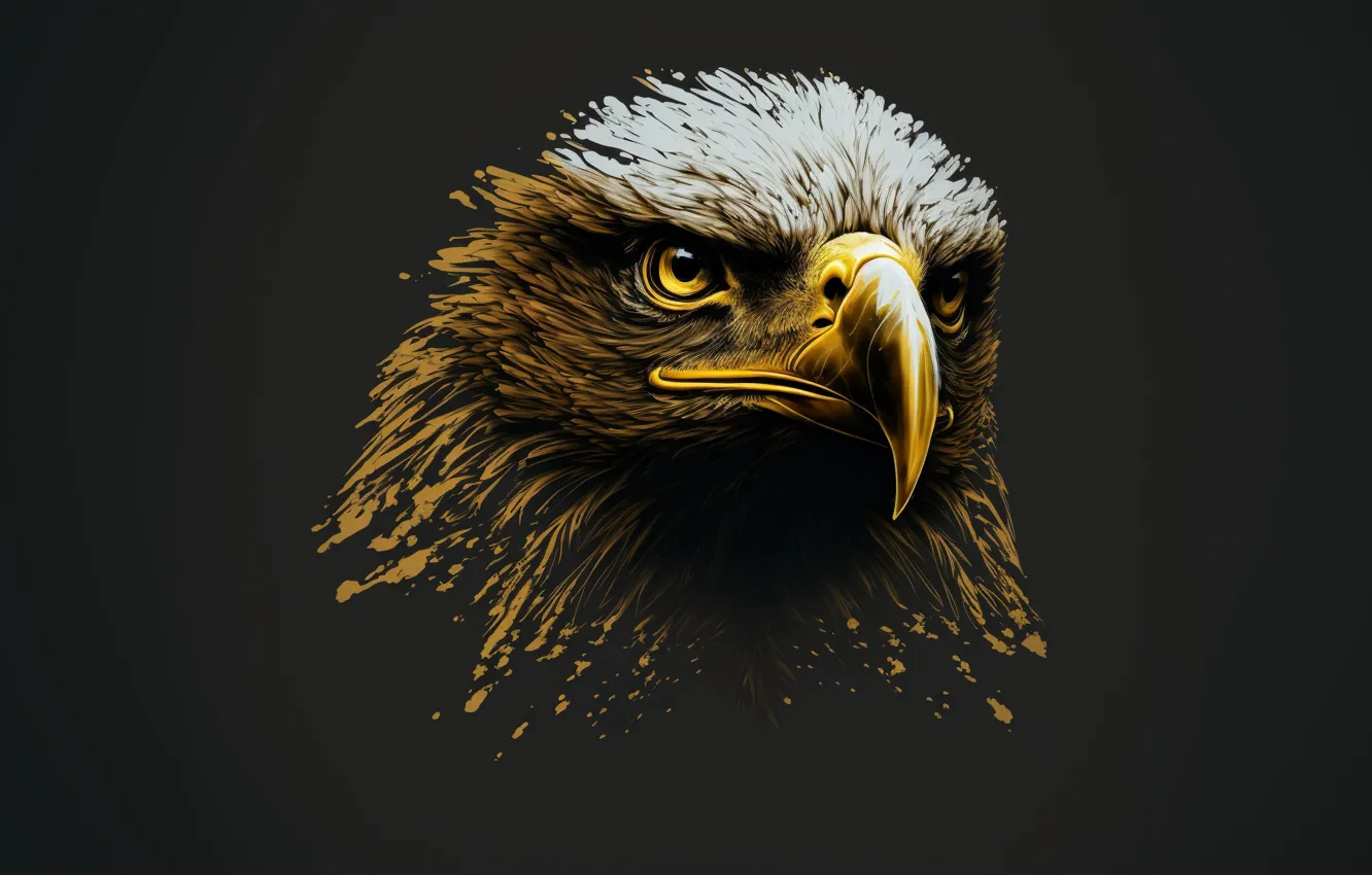 Photo wallpaper Eagle, bird, digital art, Minimalism, beak
