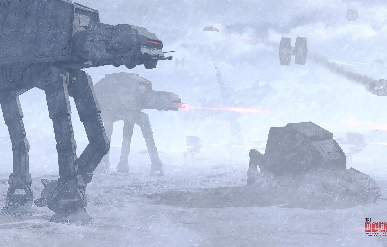 Photo wallpaper star wars, battle, at-at, imperial, hibikirus, at-st, tie-fighter, hoth