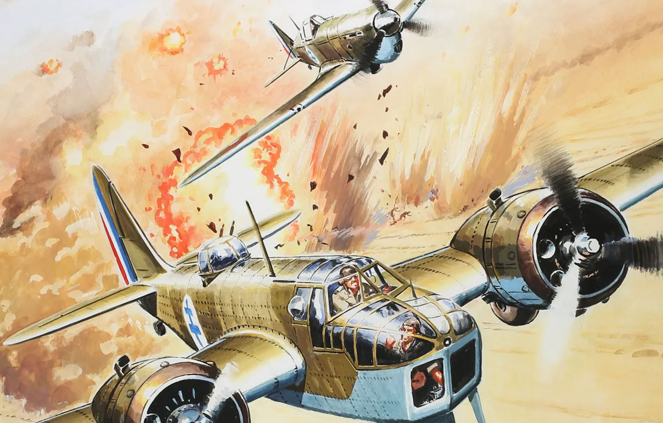 Photo wallpaper figure, The second world war, single French fighter, Bristol Blenheim, high-speed light bomber, MS.406, The …