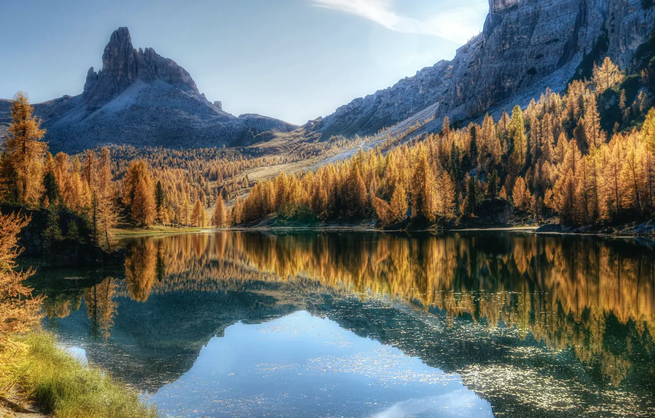 Photo wallpaper mountains, nature, lake