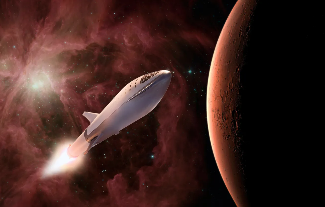 Photo wallpaper star, spaceship, station, starship, start, spacecraft, spacex, startup