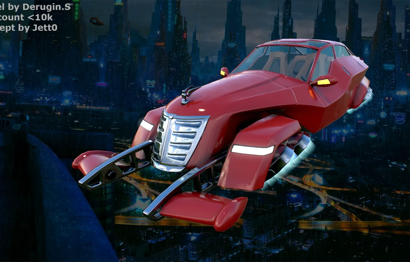 Photo wallpaper machine, design, transport, building, 3D model AirCar Hover Limo