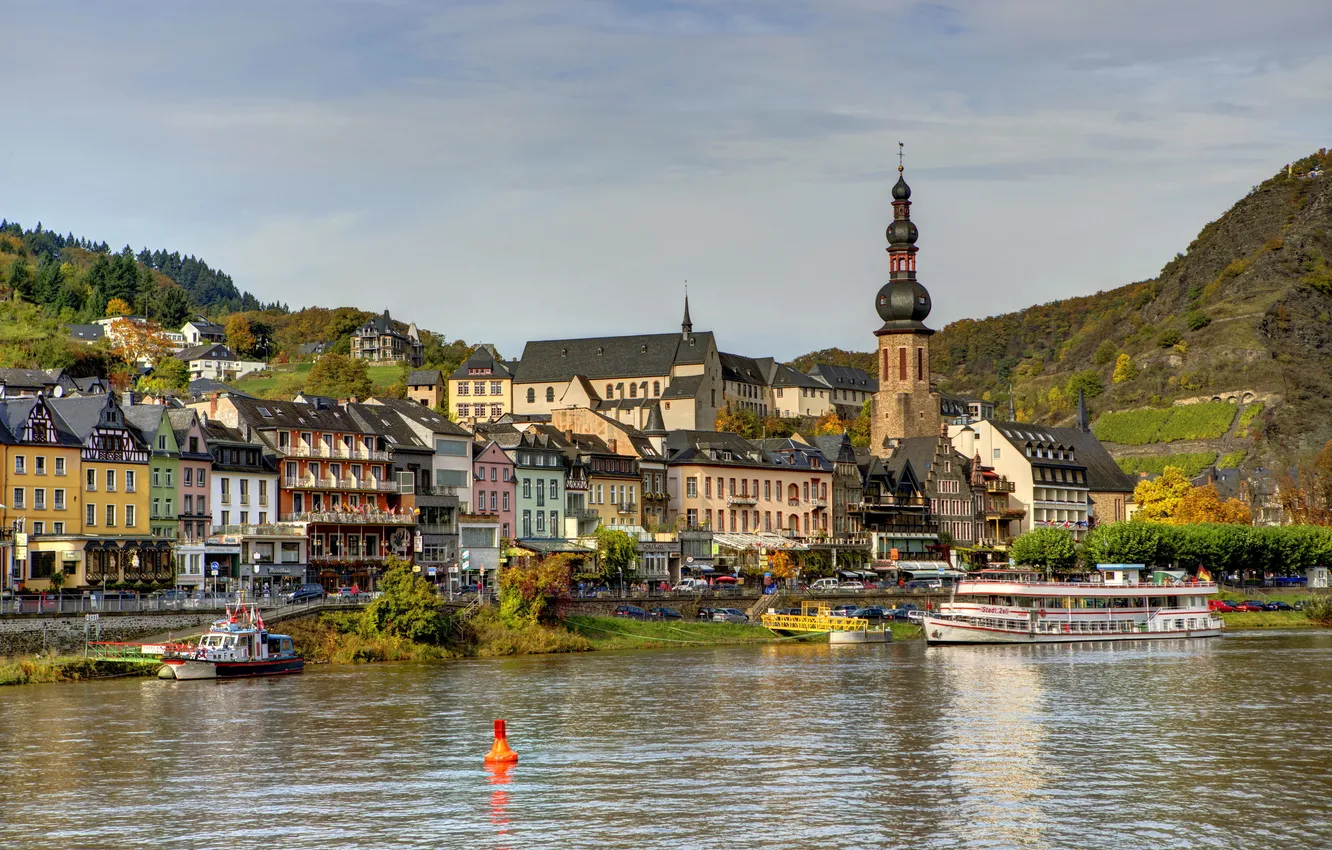 Photo wallpaper river, street, home, town, architecture, Germany, Germany, Cochem