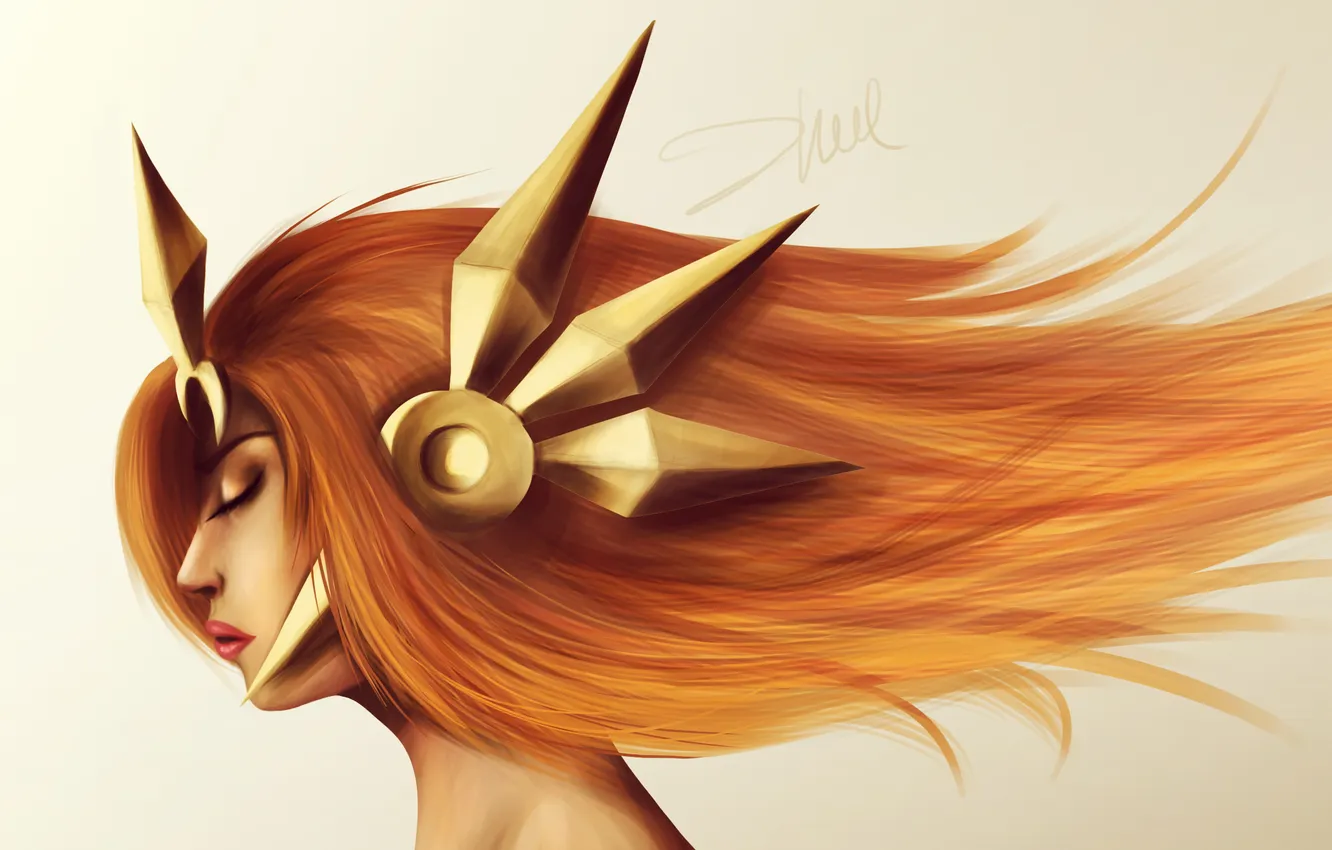 Photo wallpaper girl, face, hair, the game, art, profile, League of Legends, Leona