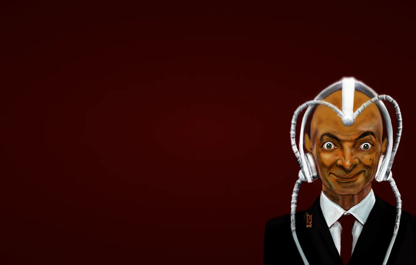 Photo wallpaper helmet, the trick, x-men, X-Men, red background, Mr. Bean, Professor X, Rowan Sebastian Atkinson