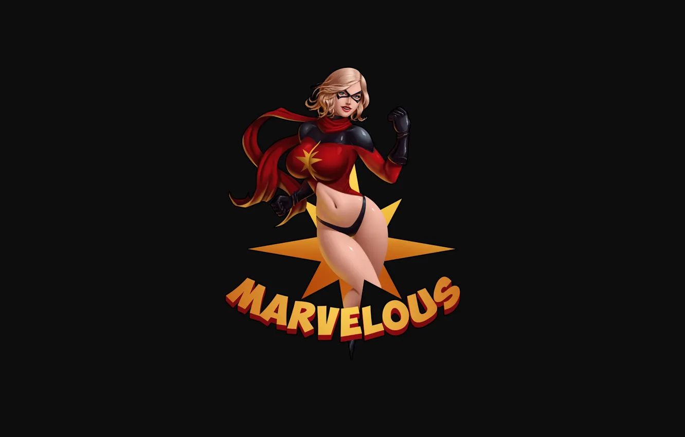 Photo wallpaper Girl, Fantasy, Art, Style, Background, Minimalism, Carol Danvers, Captain Marvel