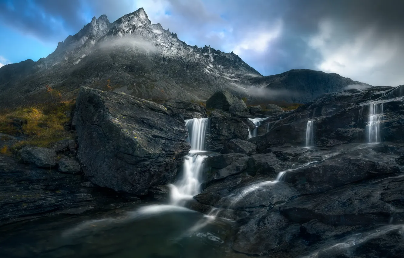 Photo wallpaper nature, waterfall, Norway, Romsdalen