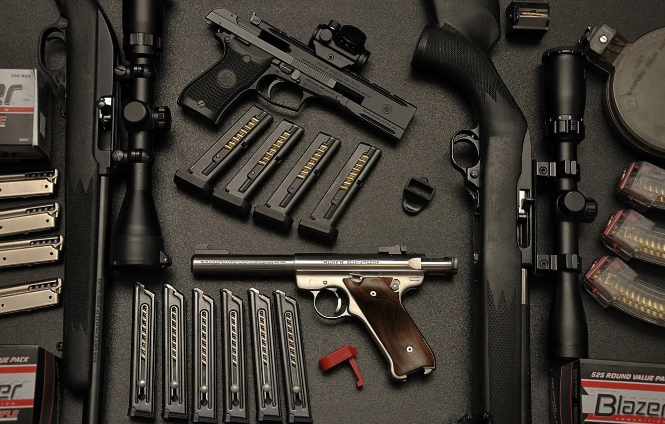 Photo wallpaper gun, pistol, bullets, weapon, sniper, ammunition, Handgun, armaments
