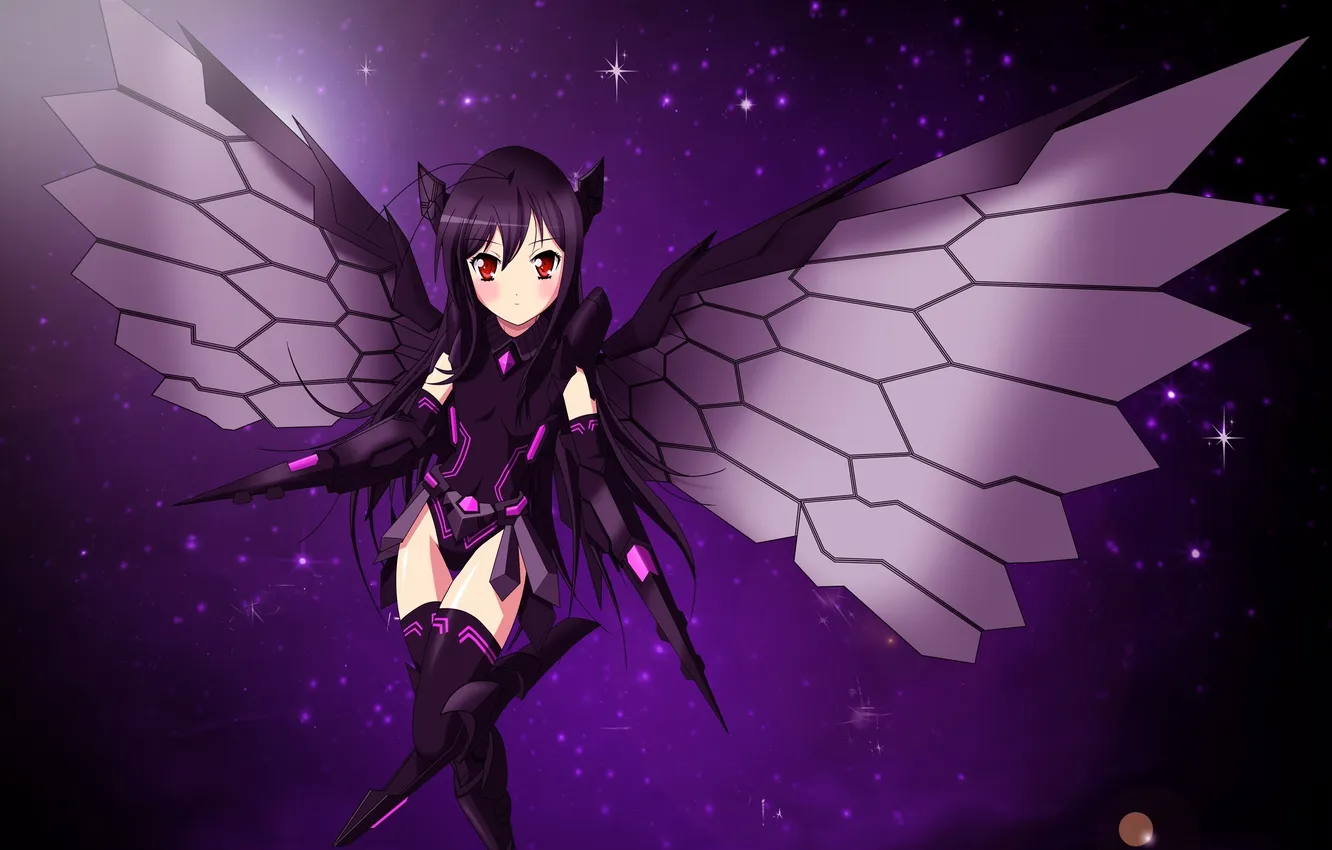 Photo wallpaper girl, wings, anime, art, accel world, my kuroyukih