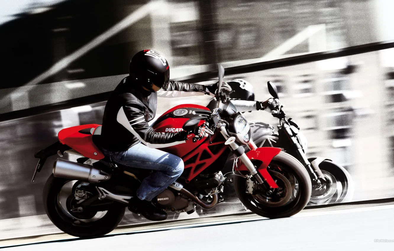 Photo wallpaper reflection, speed, Ducati, motorcyclist