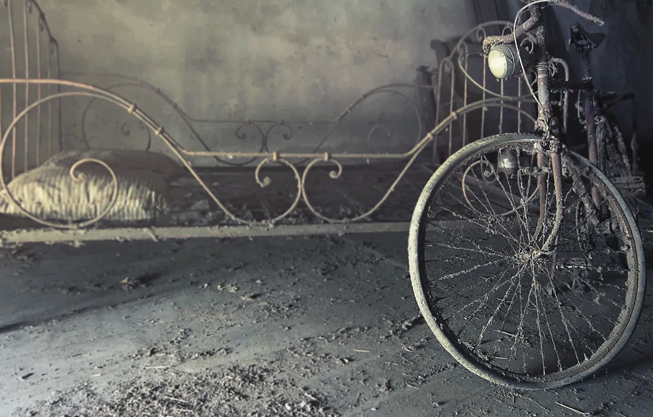 Photo wallpaper bike, background, bed