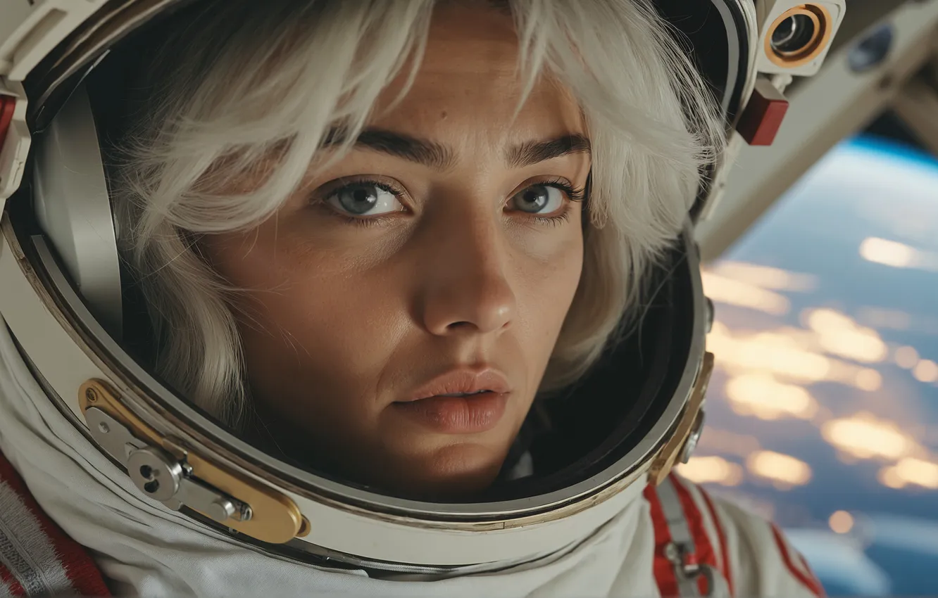 Photo wallpaper girl, space, astronaut, the suit