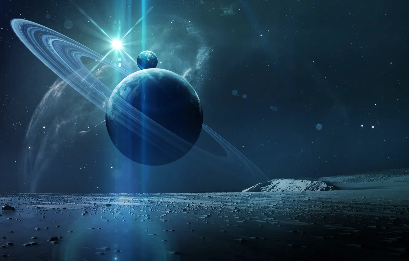 Photo wallpaper light, star, eclipse, sun, planet, sci fi