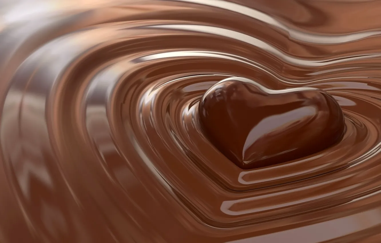 Photo wallpaper wave, heart, chocolate