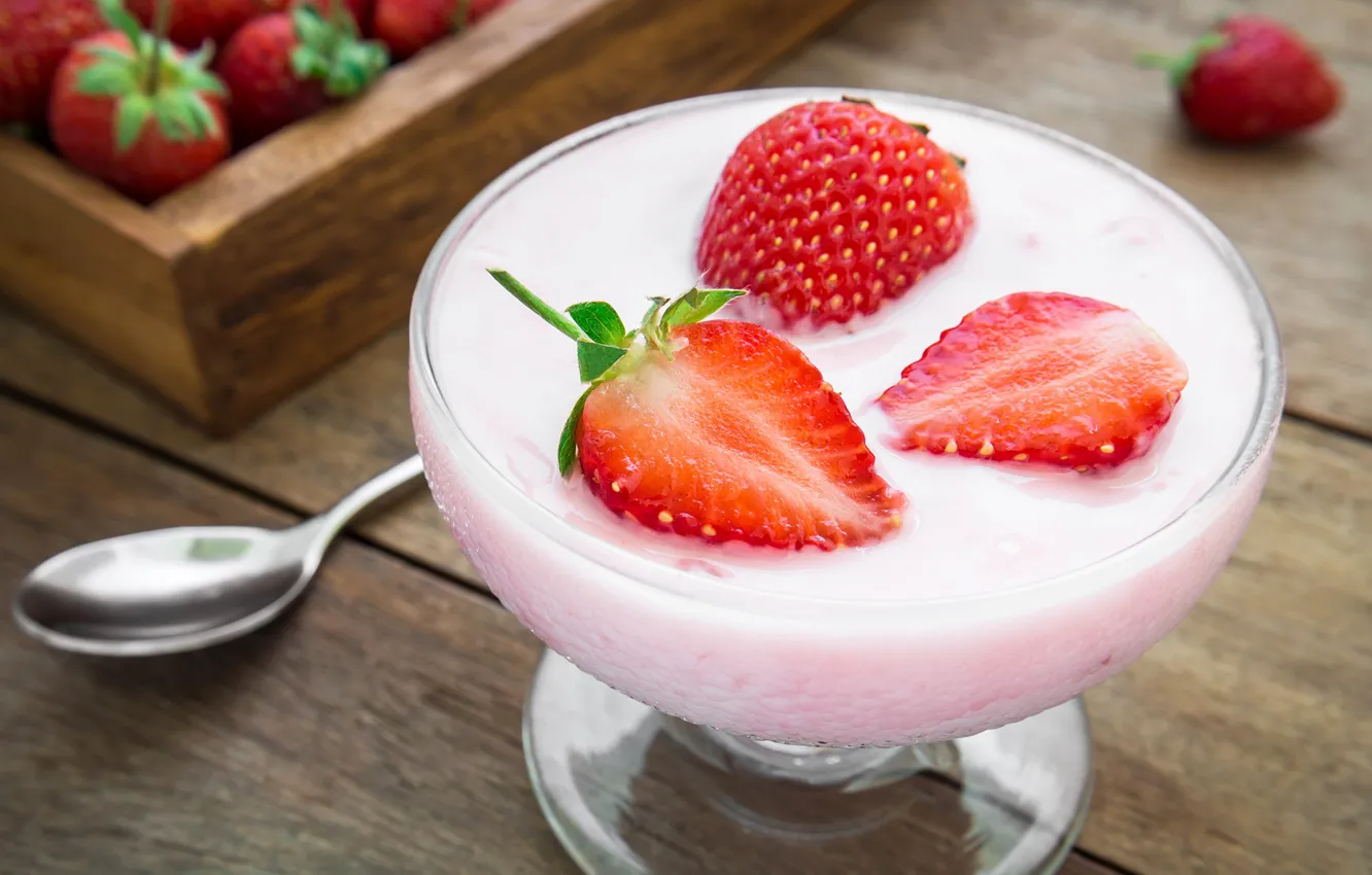 Photo wallpaper milk, strawberry, cocktail, strawberry, cocktail