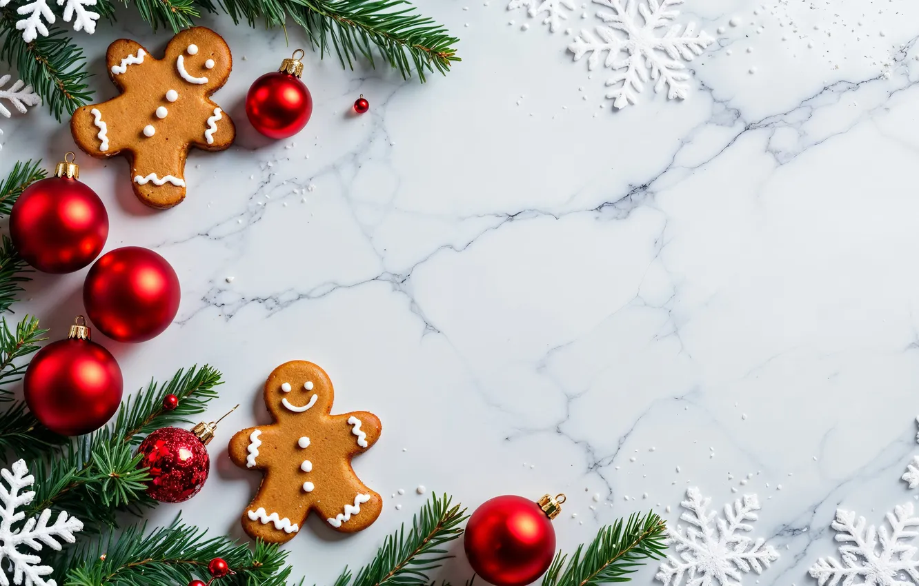 Photo wallpaper decoration, background, balls, new year, Christmas, red, Christmas, balls