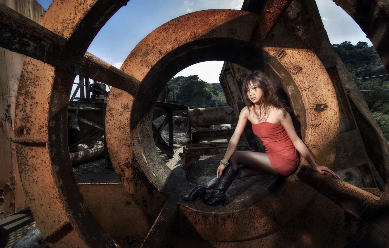 Photo wallpaper girl, background, Asian