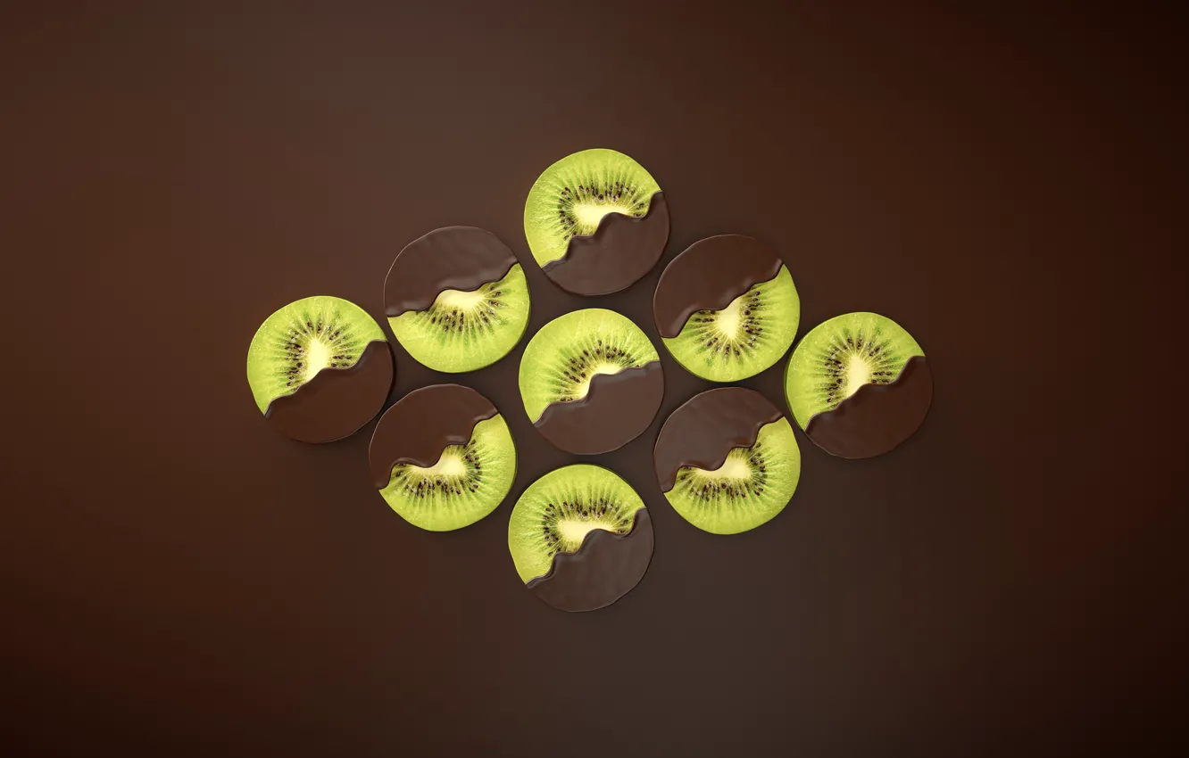 Photo wallpaper background, chocolate, kiwi, pieces