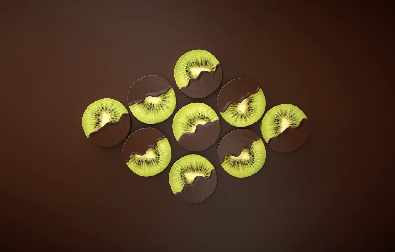Photo wallpaper background, chocolate, kiwi, piece