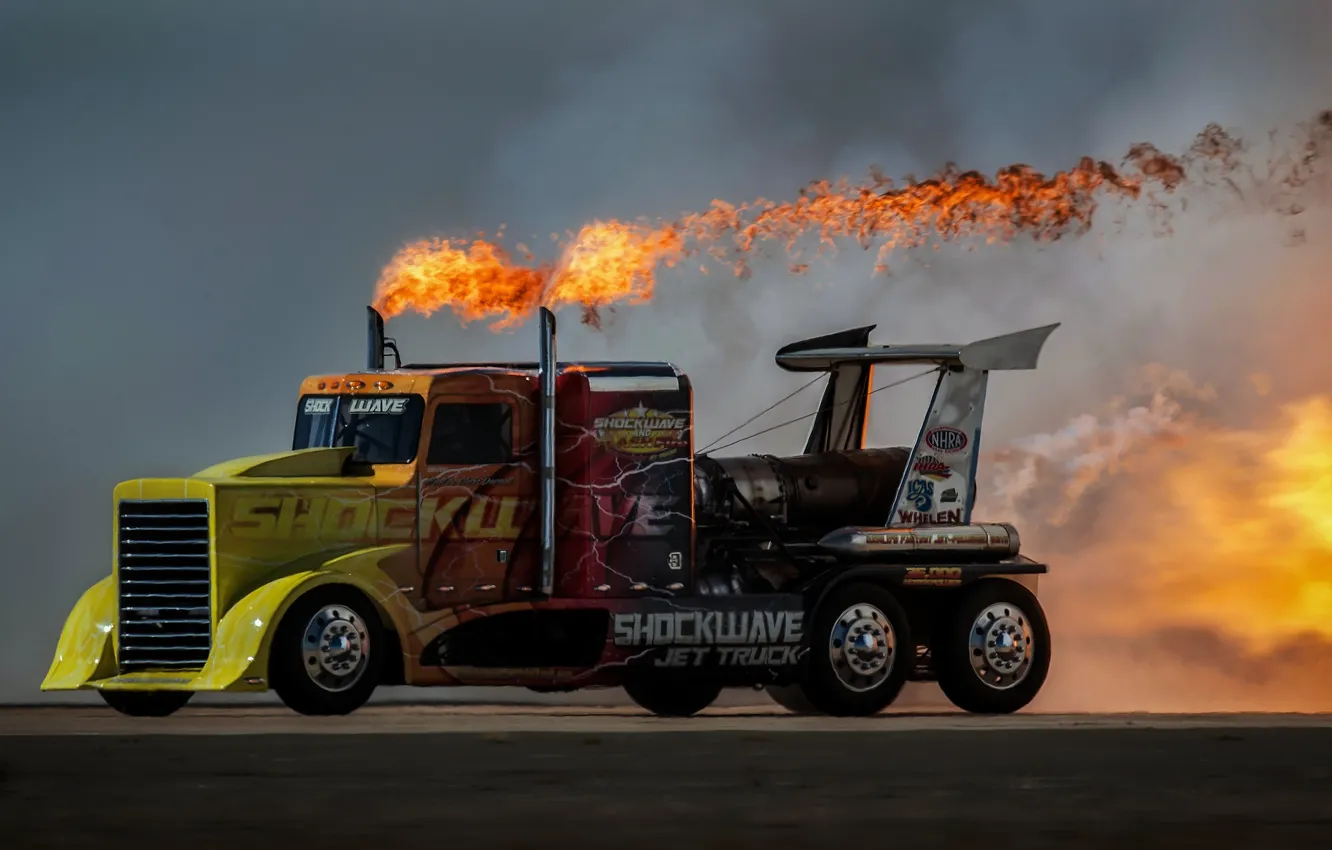 Photo wallpaper fire, speed, Truck