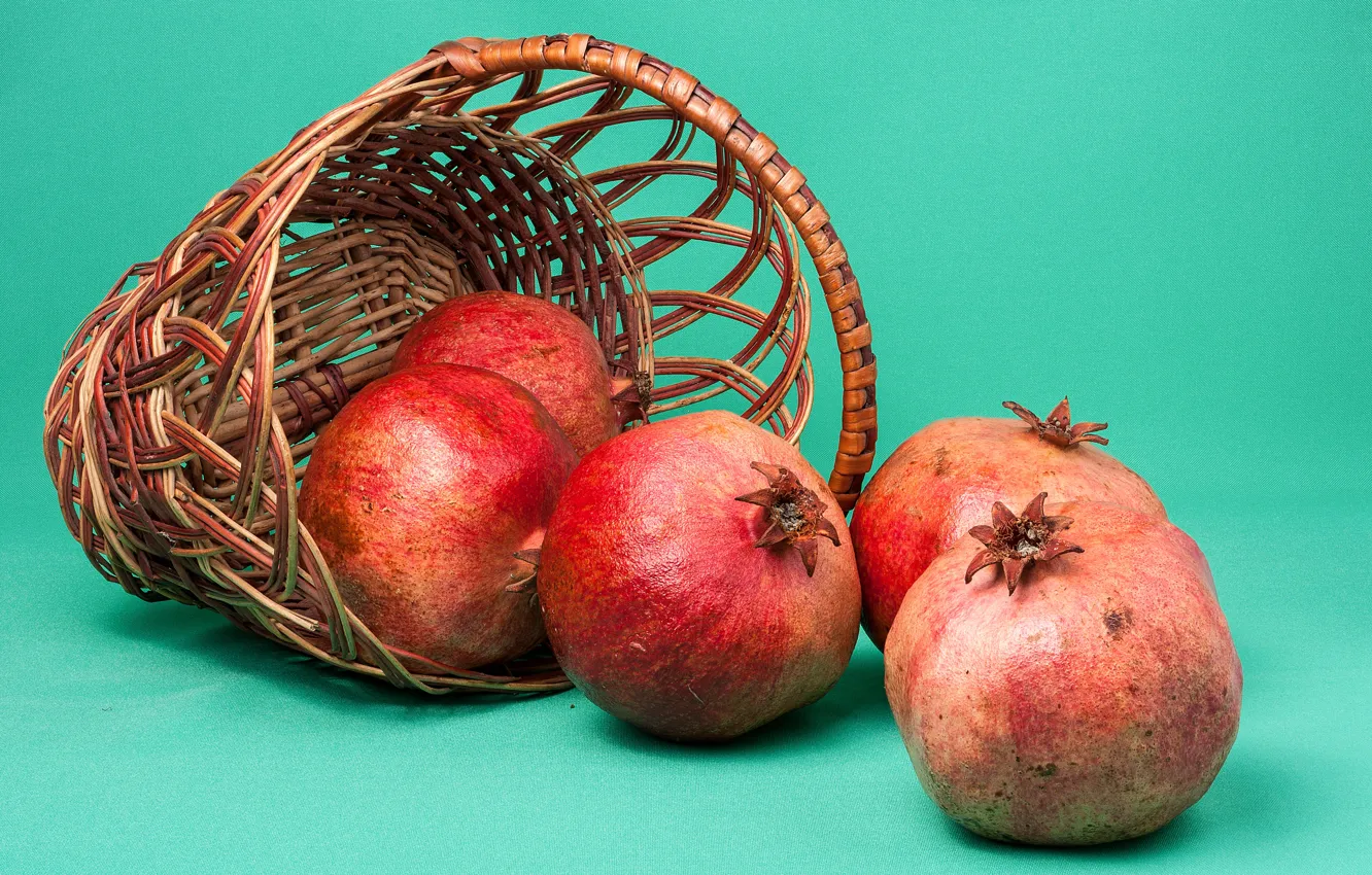 Photo wallpaper background, basket, fruit, garnet