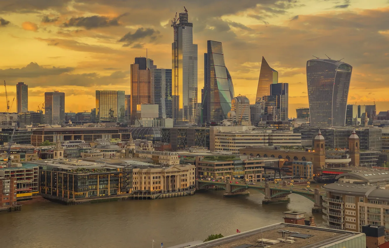 Photo wallpaper city, England, London, home, panorama