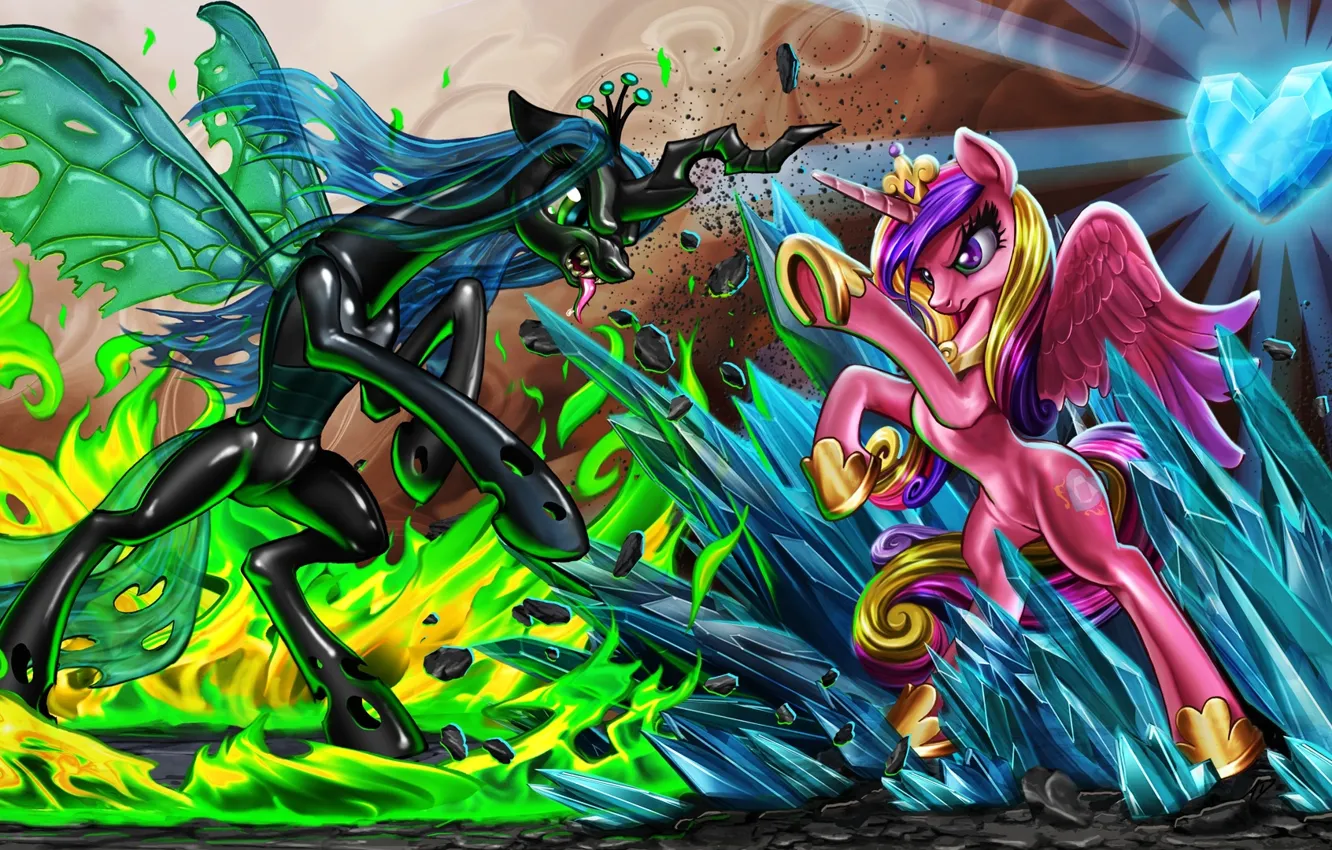 Photo wallpaper lights, battle, fight, crystals, fire, the battle, fight, My Little Pony