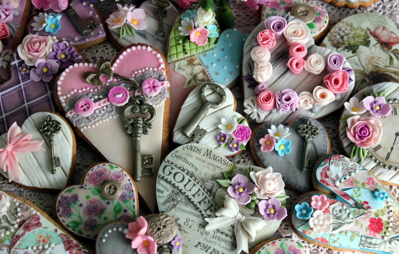 Photo wallpaper background, holiday, Valentine cookies