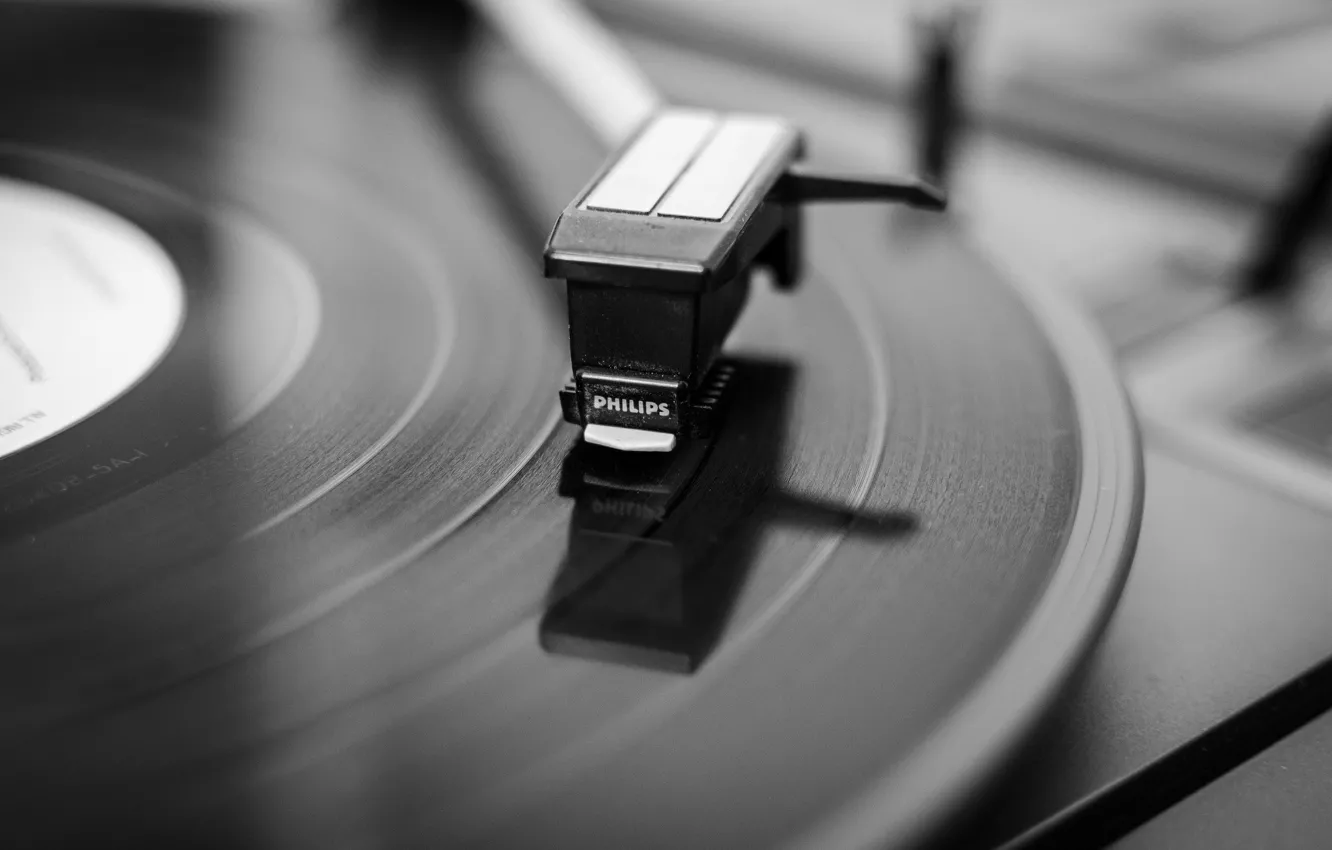 Photo wallpaper macro, music, vinyl, record