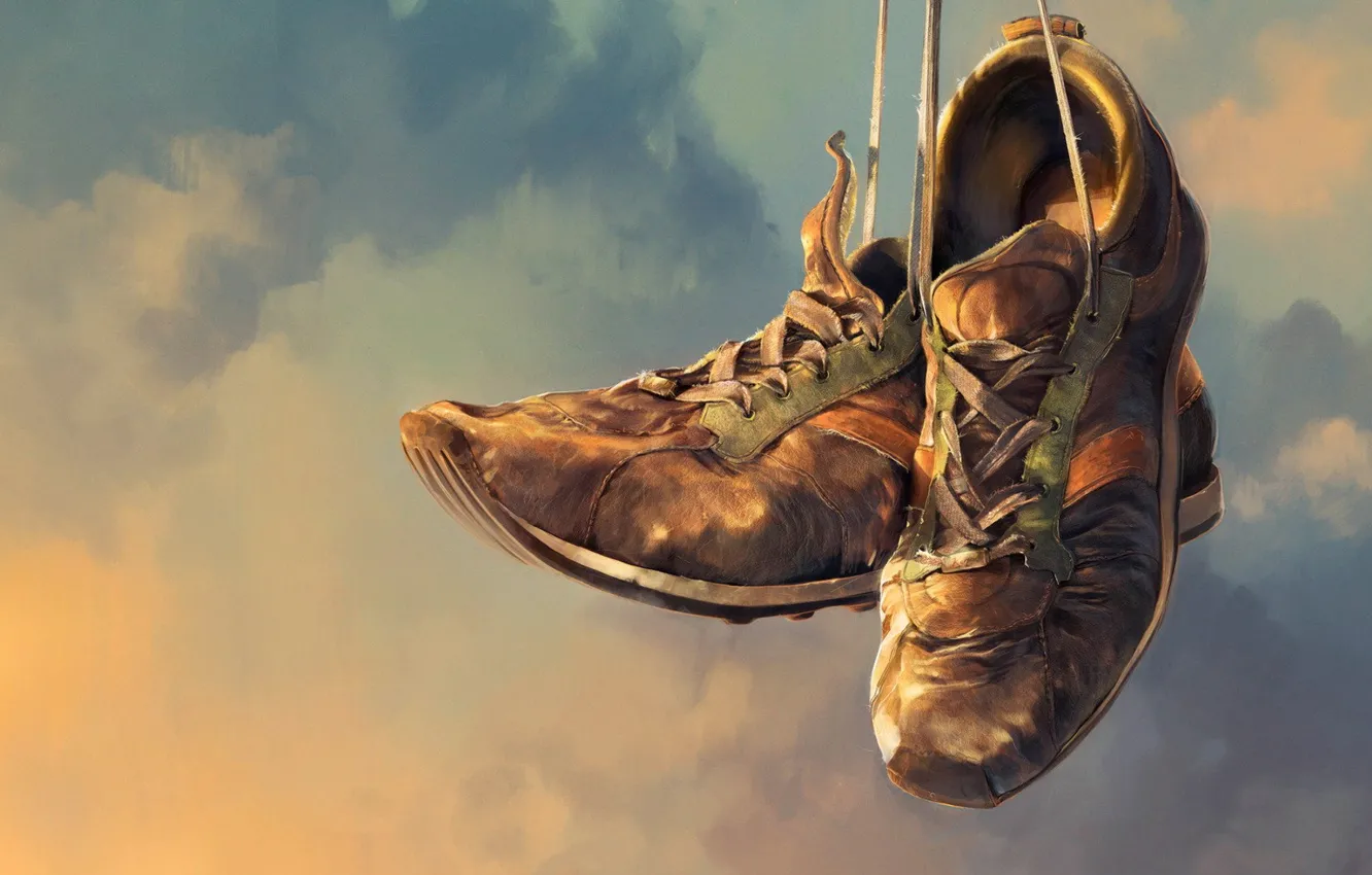 Photo wallpaper clouds, sneakers, 157