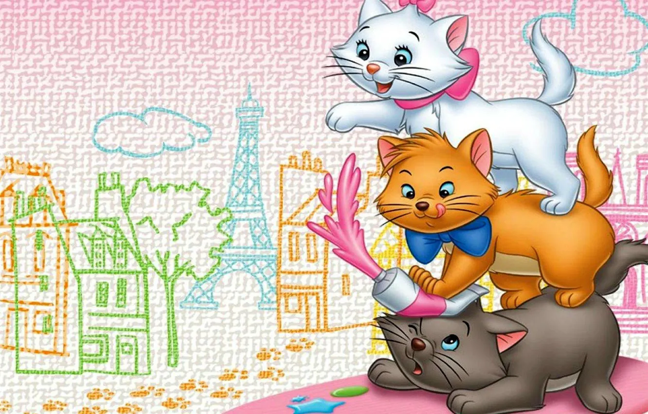 Photo wallpaper cat, the city, cartoon, art, aristocrats