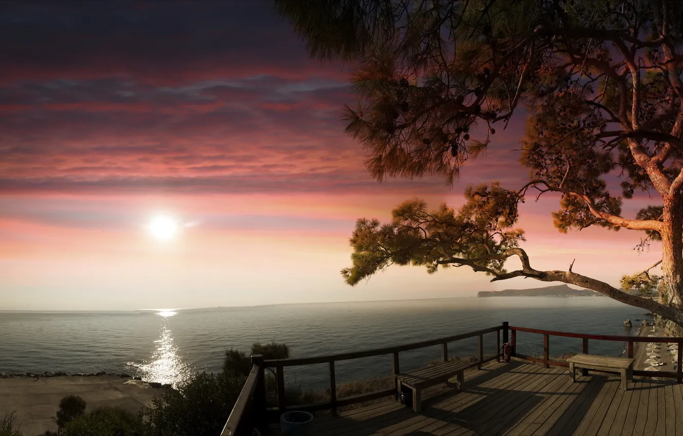 Photo wallpaper sea, landscape, morning