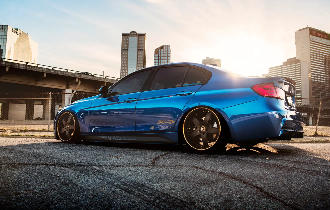 Photo wallpaper BMW, blue, 335i, stance, f30