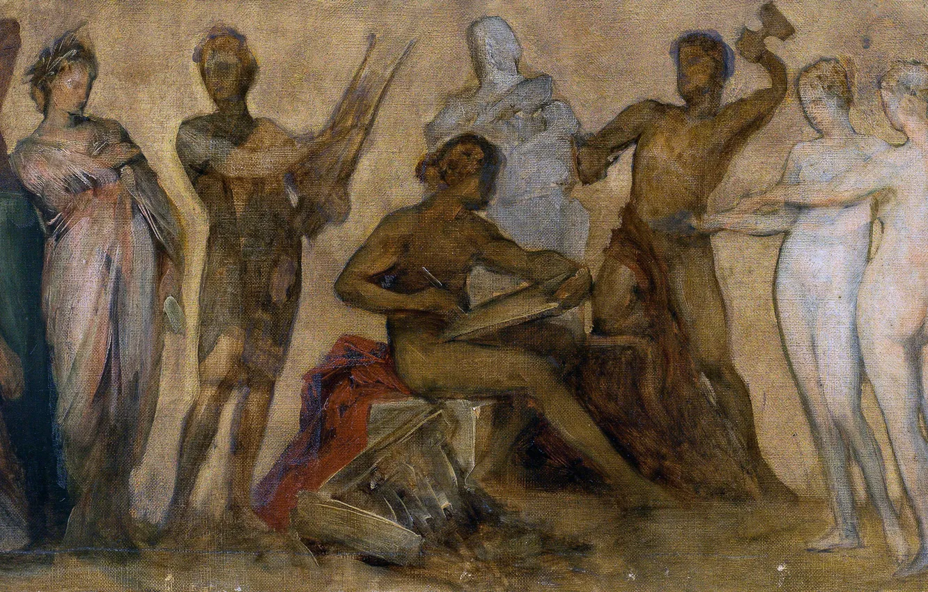 Photo wallpaper people, picture, Austrian artist, Hans Makart, Hans Makart, Frieze with allegorical scenes