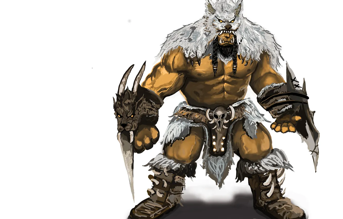 Photo wallpaper pose, head, skin, Attack, orc