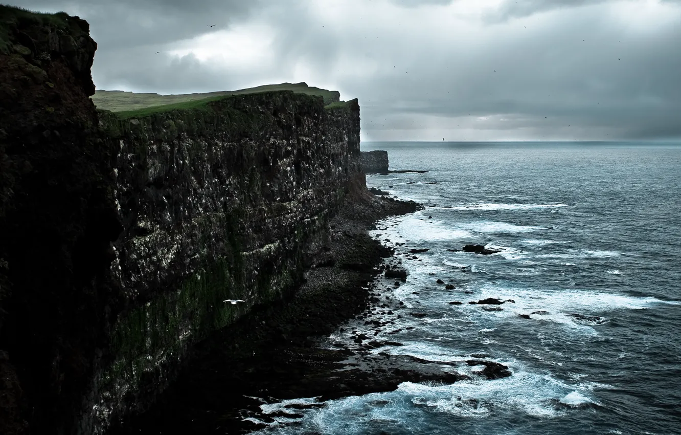 Photo wallpaper sea, rocks, Iceland