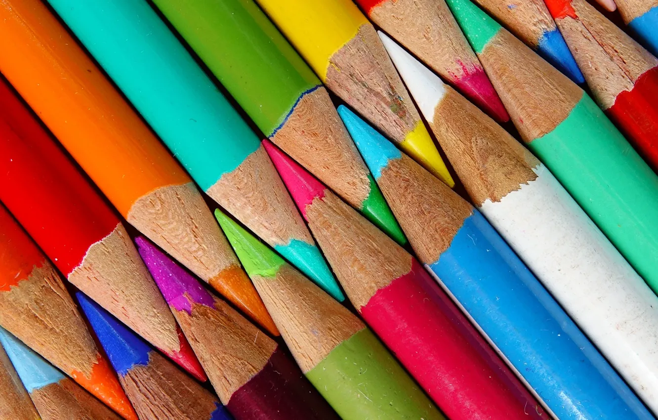 Photo wallpaper macro, colored, pencils