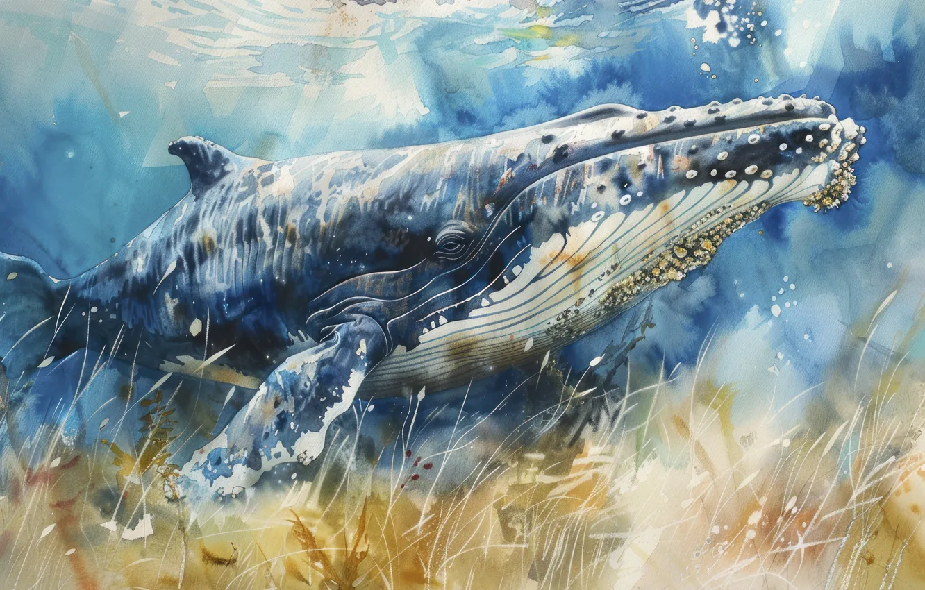 Photo wallpaper algae, kit, underwater world, digital art, imitation painting, AI art, The Art of Artificial Intelligence, …