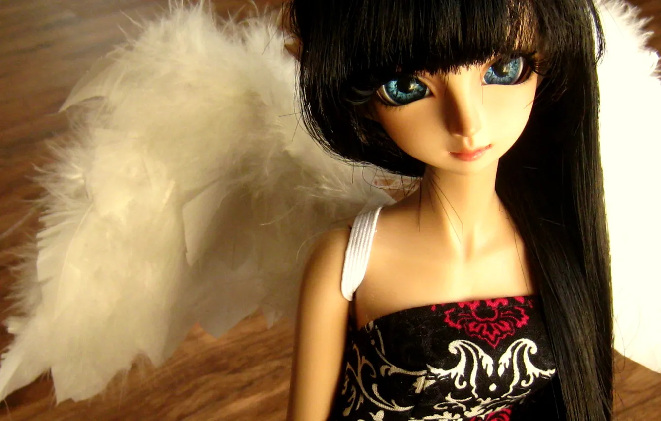 Photo wallpaper doll, brunette, blue eyes, doll, BJD