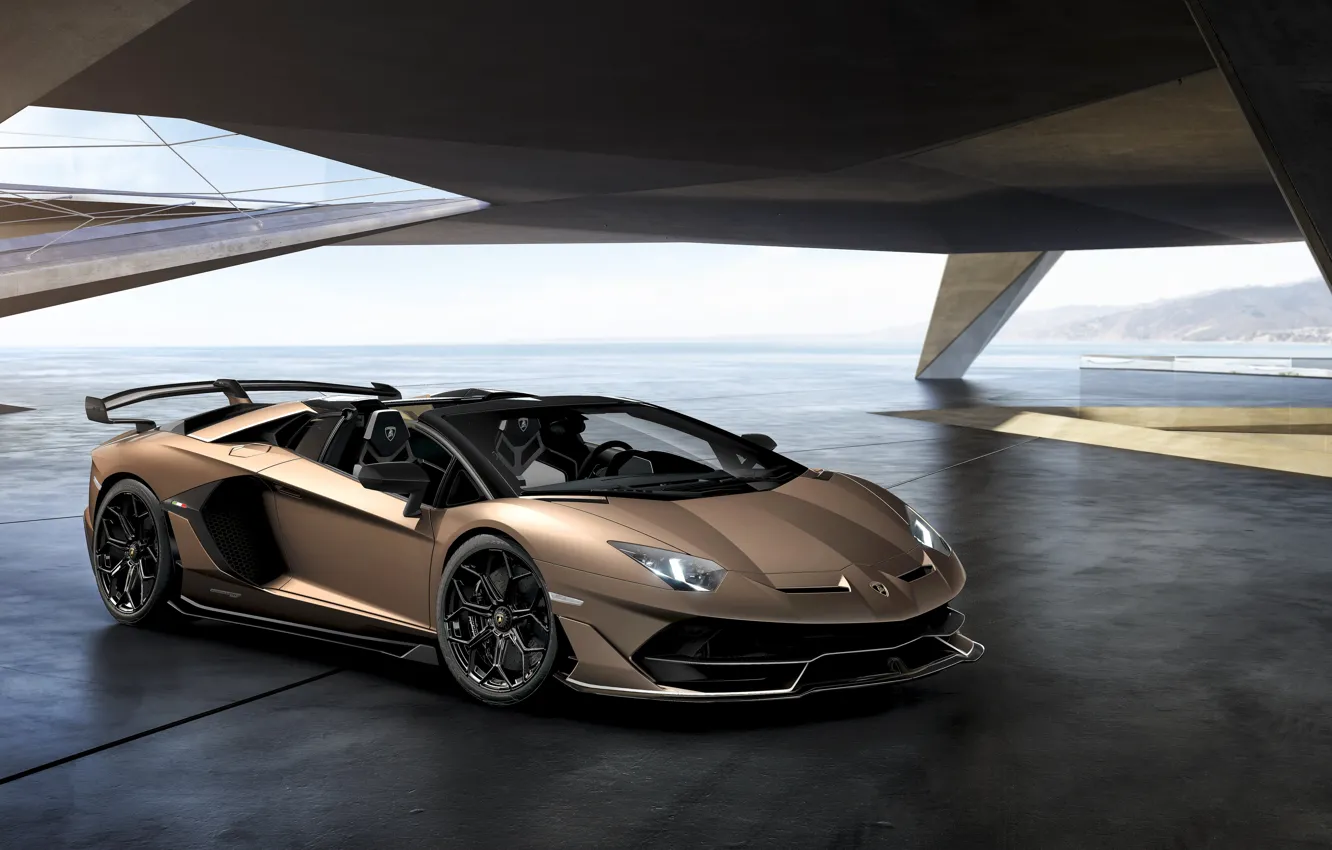 Photo wallpaper machine, light, lights, Lamborghini, sports car, drives, roadster, Aventador