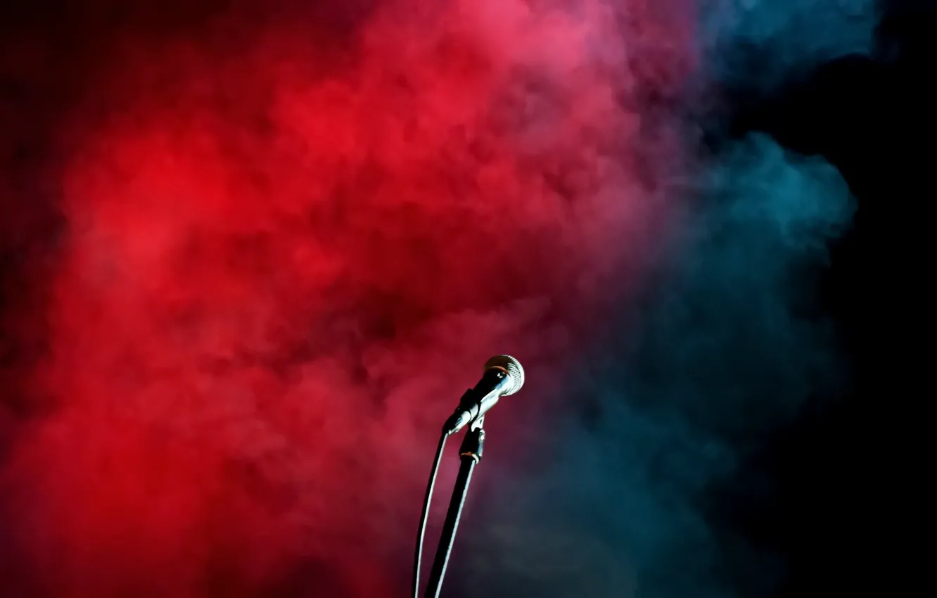 Photo wallpaper smoke, concert, microphone