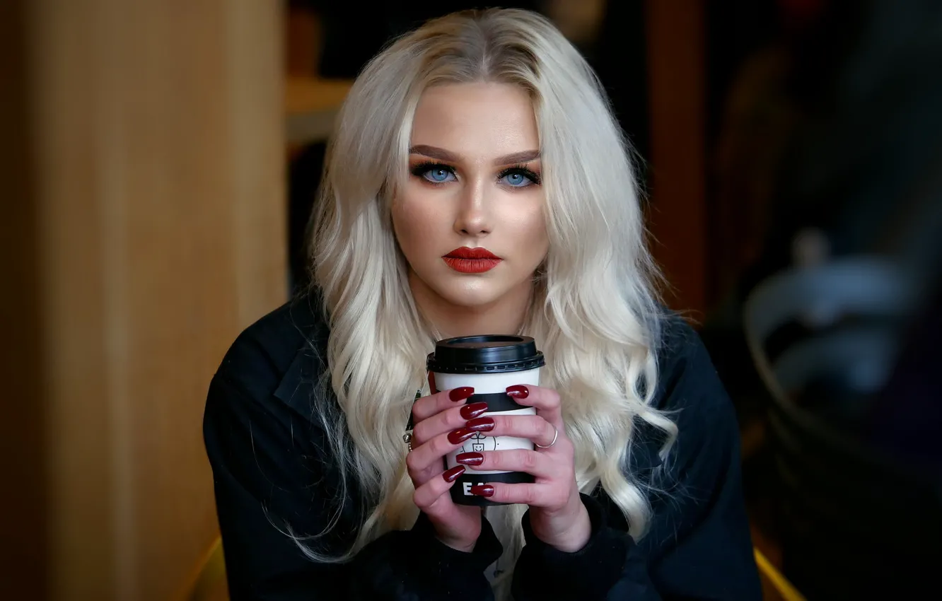 Photo wallpaper face, model, makeup, beauty, Cup