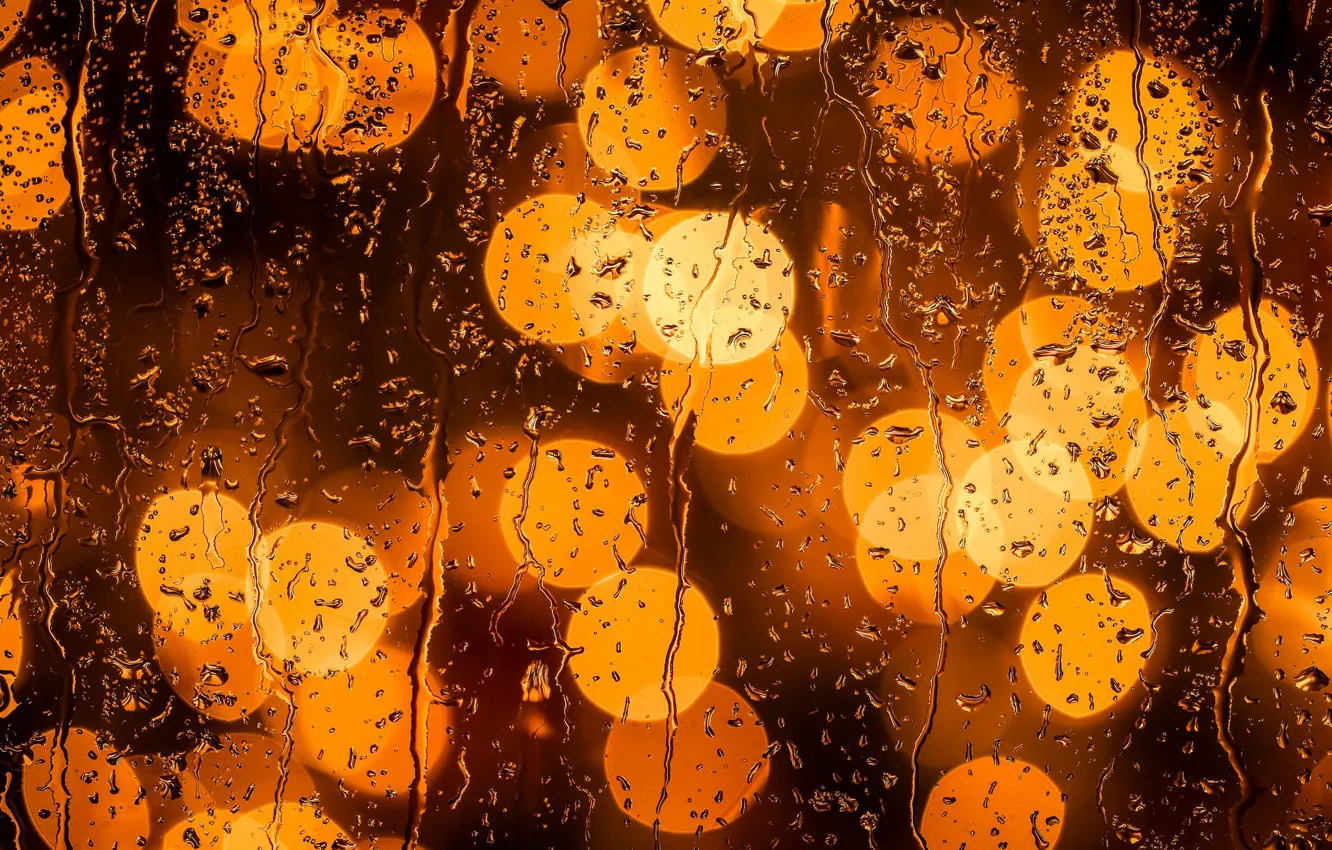 Photo wallpaper glass, drops, lights