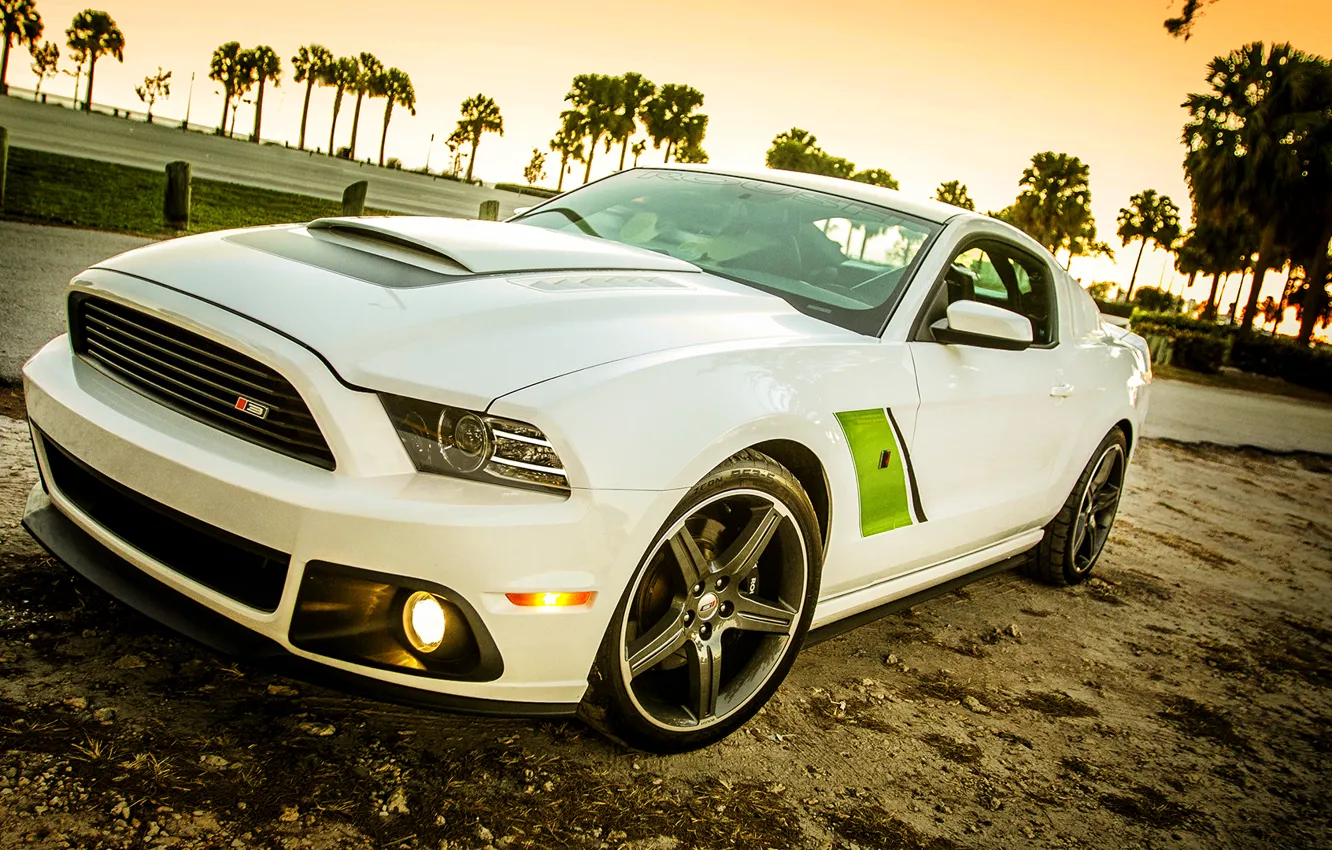 Photo wallpaper beach, Mustang, Ford, Mustang, Ford, 2009, Roush Stage 3
