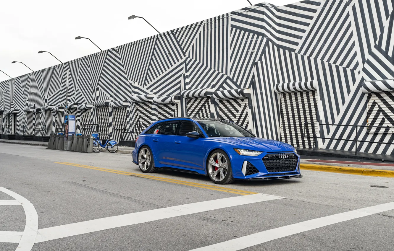 Photo wallpaper Audi, Blue, Before, RS6, VAG, Black & White