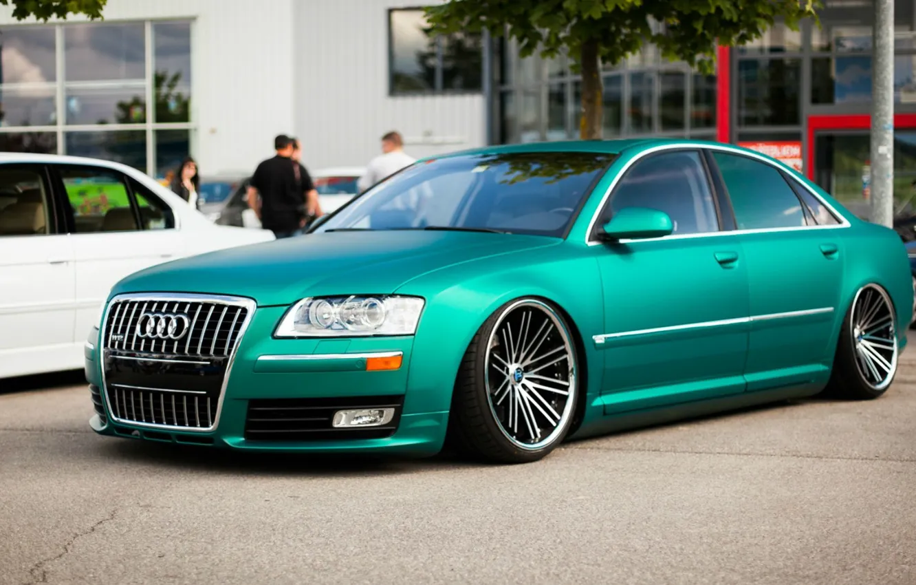 Photo wallpaper Audi, green, Audi, The city, Machine, Street, People, City